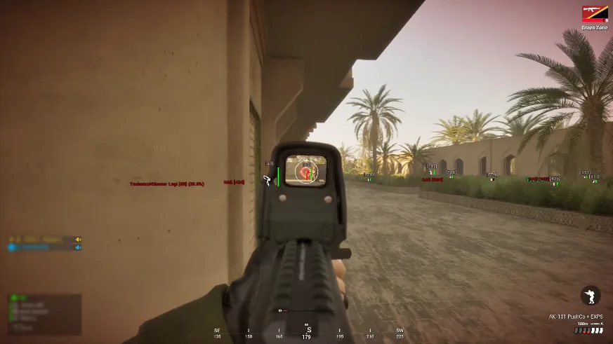 Squad aimbot reticle with HAB and vehicle ESP labels